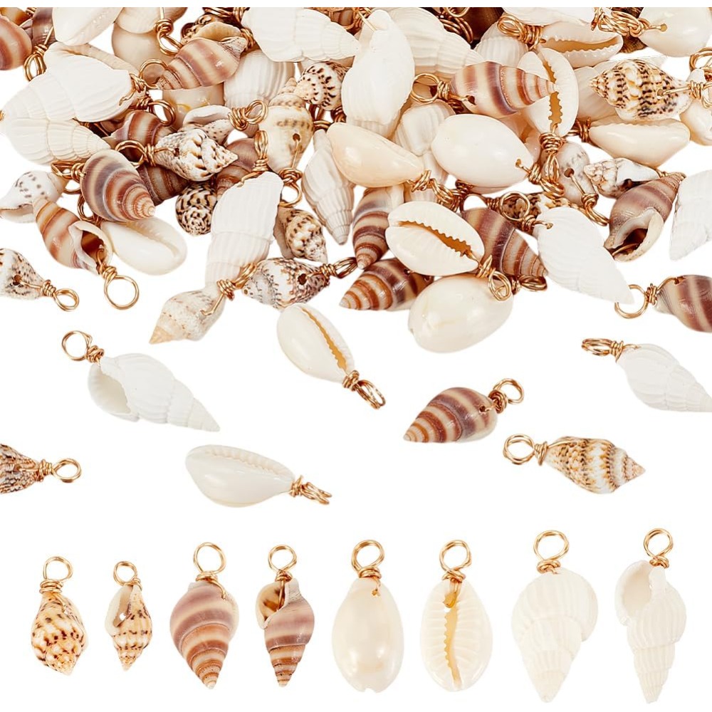 Jewelry Making Kit For Beginners - 100pcs 4 스타일 자연 쉘 매력