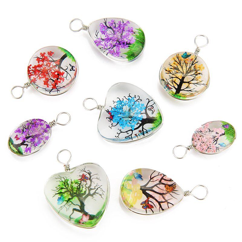 5개의 다채로운 나무 모양 크리스탈 유리 귀걸이 참 비 - Jewelry Making Beginners 리뷰 및 가격