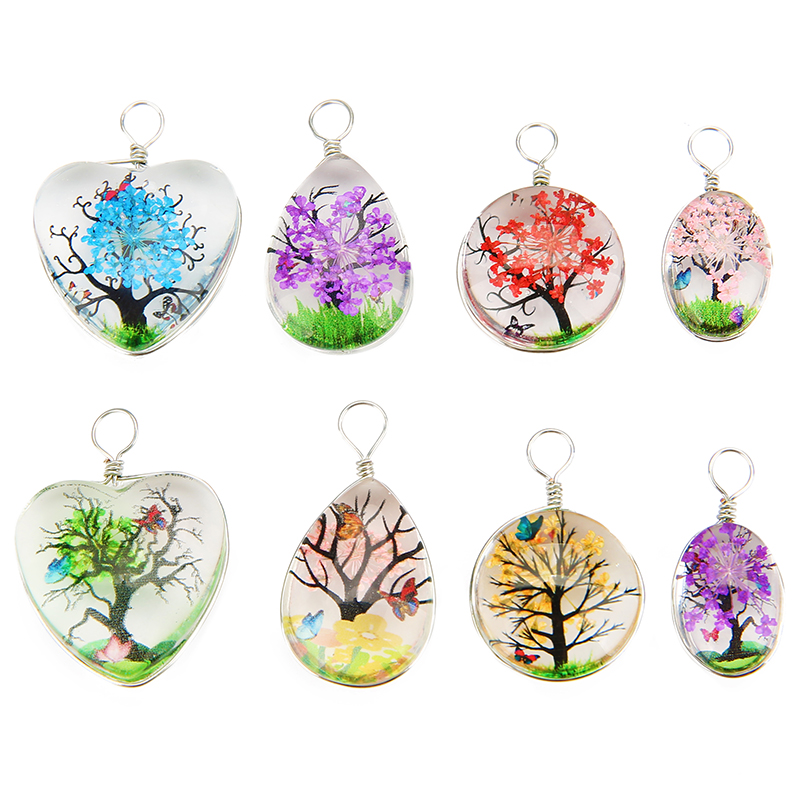 5개의 다채로운 나무 모양 크리스탈 유리 귀걸이 참 비 - Jewelry Making Beginners 리뷰 및 가격